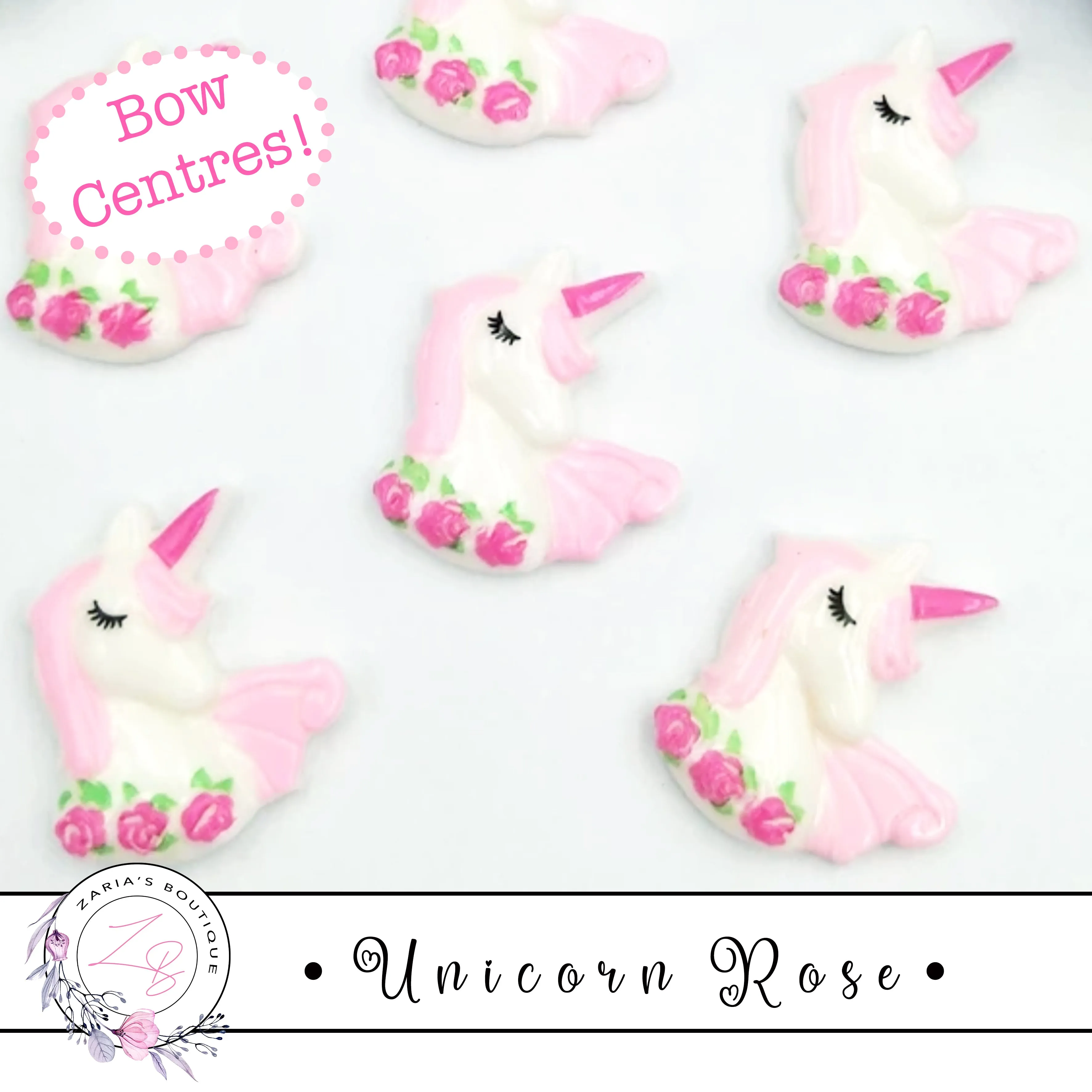 ⋅ Unicorn Rose ⋅ Bow Embellishment Flatback Resins ⋅