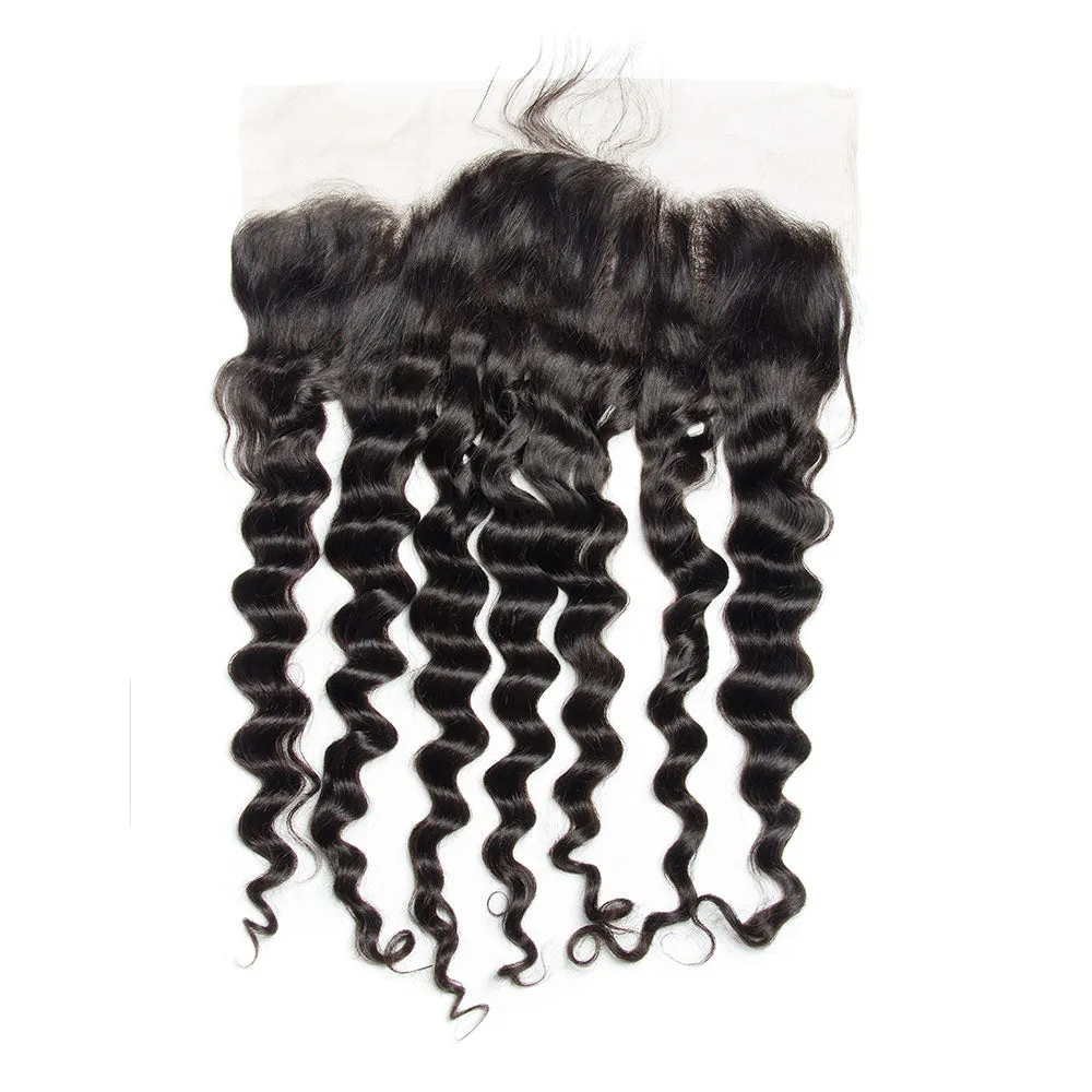 13x6 Frontal with 3 Human Hair Weave Bundles Loose Wave 100% Unprocessed Virgin Human Hair