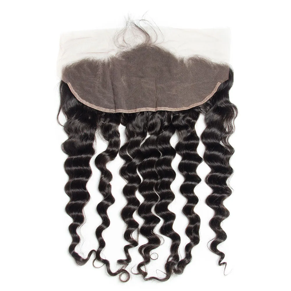 13x6 Frontal with 3 Human Hair Weave Bundles Loose Wave 100% Unprocessed Virgin Human Hair