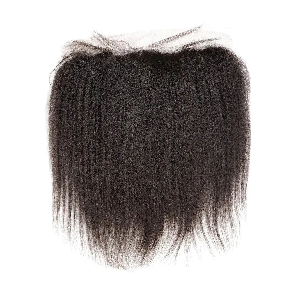 13x6 Frontal with 3 Human Hair Weave Bundles Yaki Straight 100% Unprocessed Virgin Human Hair