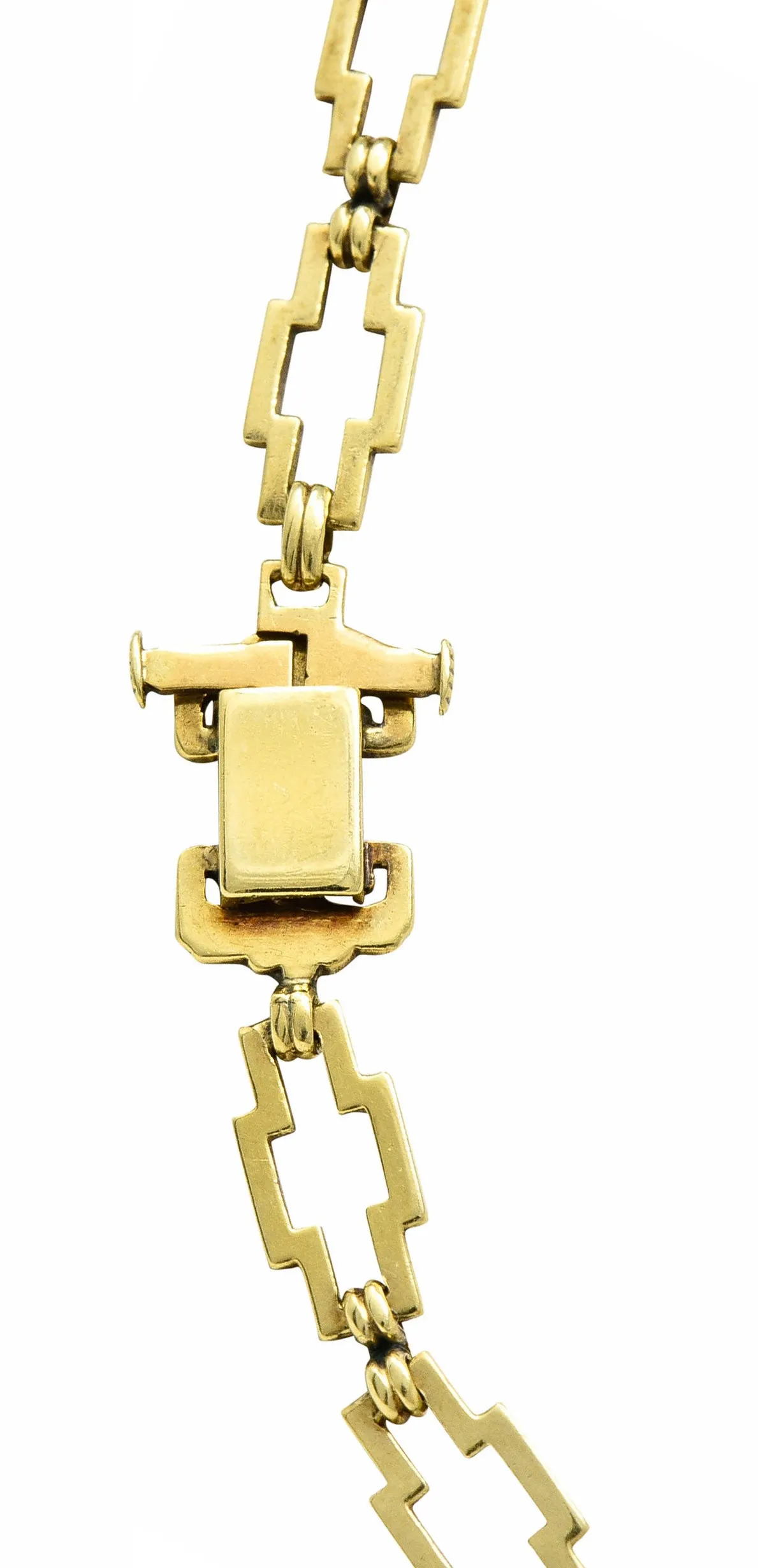 1920's Art Deco Carved Jade 14 Karat Gold Swag Necklace