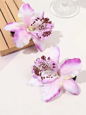 2pcs Flower Decor Alligator Hair Clip