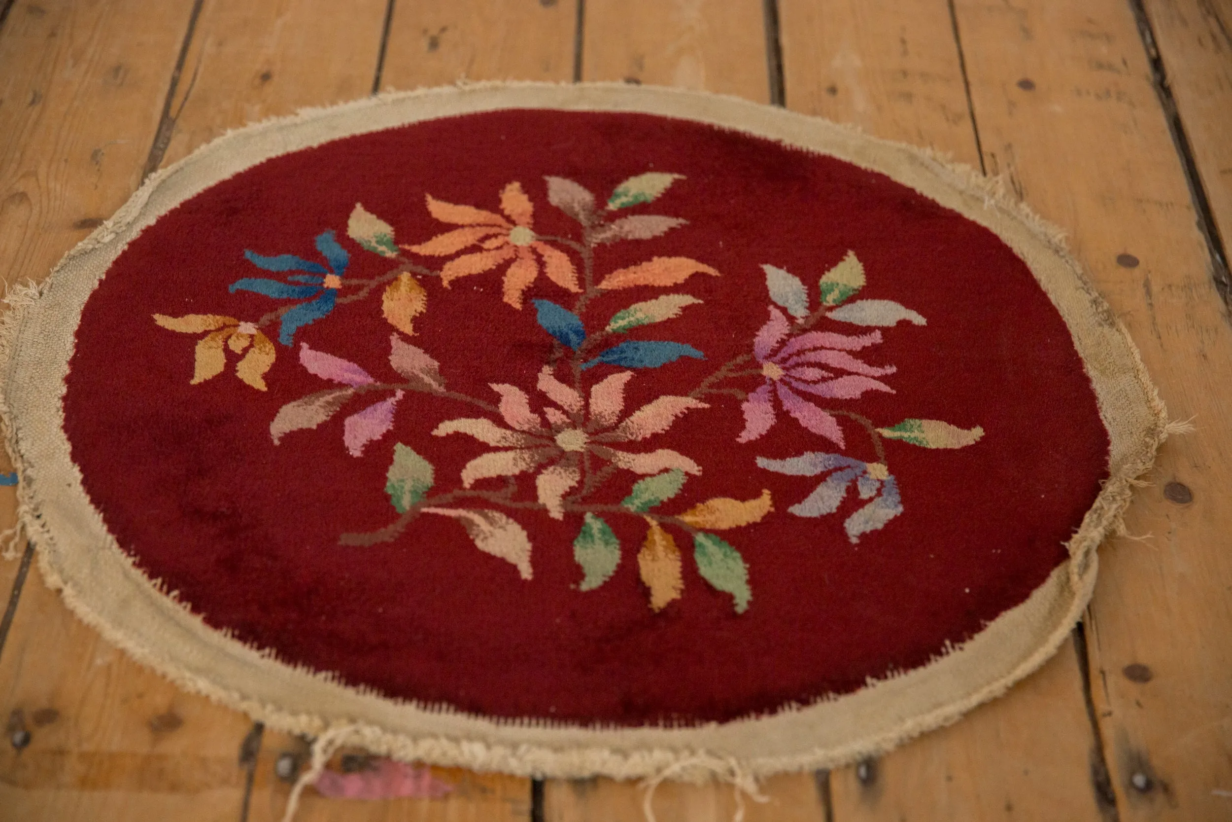 2x2 Vintage Art Deco Round Rug Mat