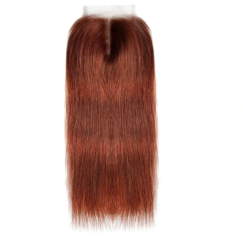 #33 Dark Auburn 3 Bundles With Closure 4x4 pre-Colored 100% virgin human hair