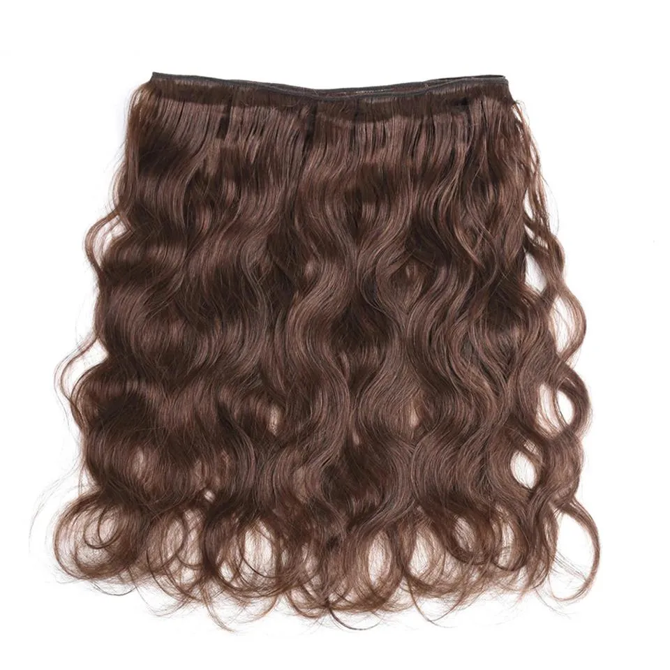 4 Dark Brown Body Wave 4 Bundles With 4x4 Lace Closure 100% Real Human Hair
