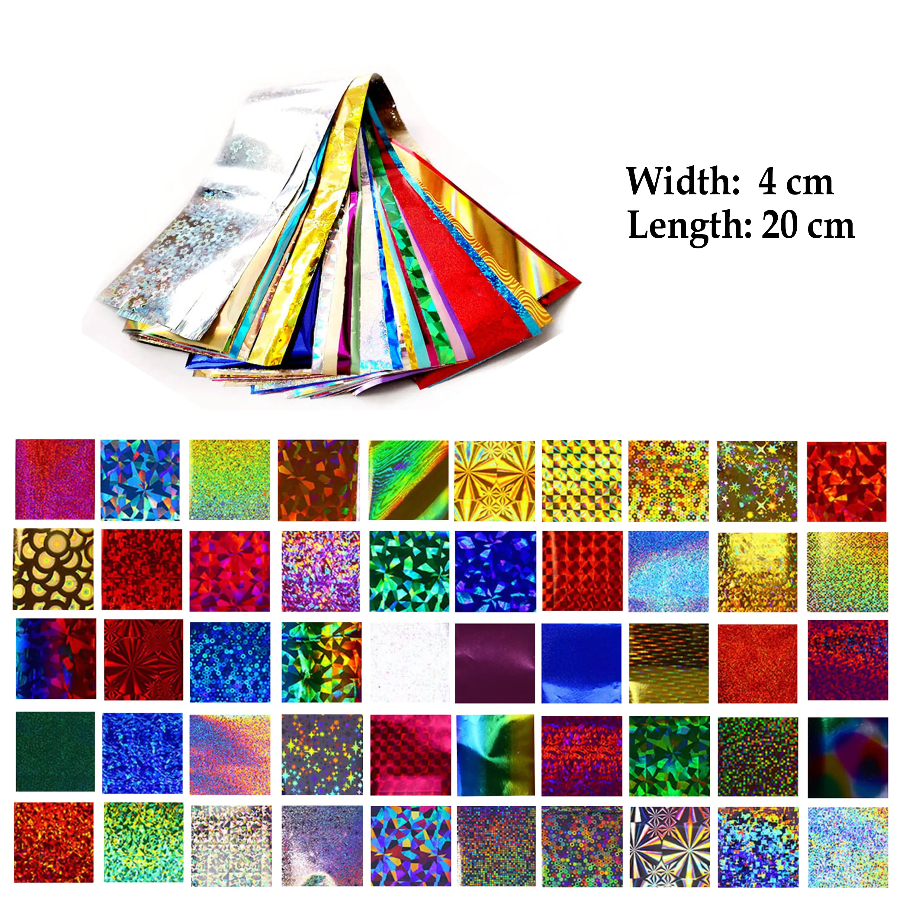 50 Pieces Nail Foil Transfer Stickers, Laser Galaxy Starry Sky Nail Art Decorations