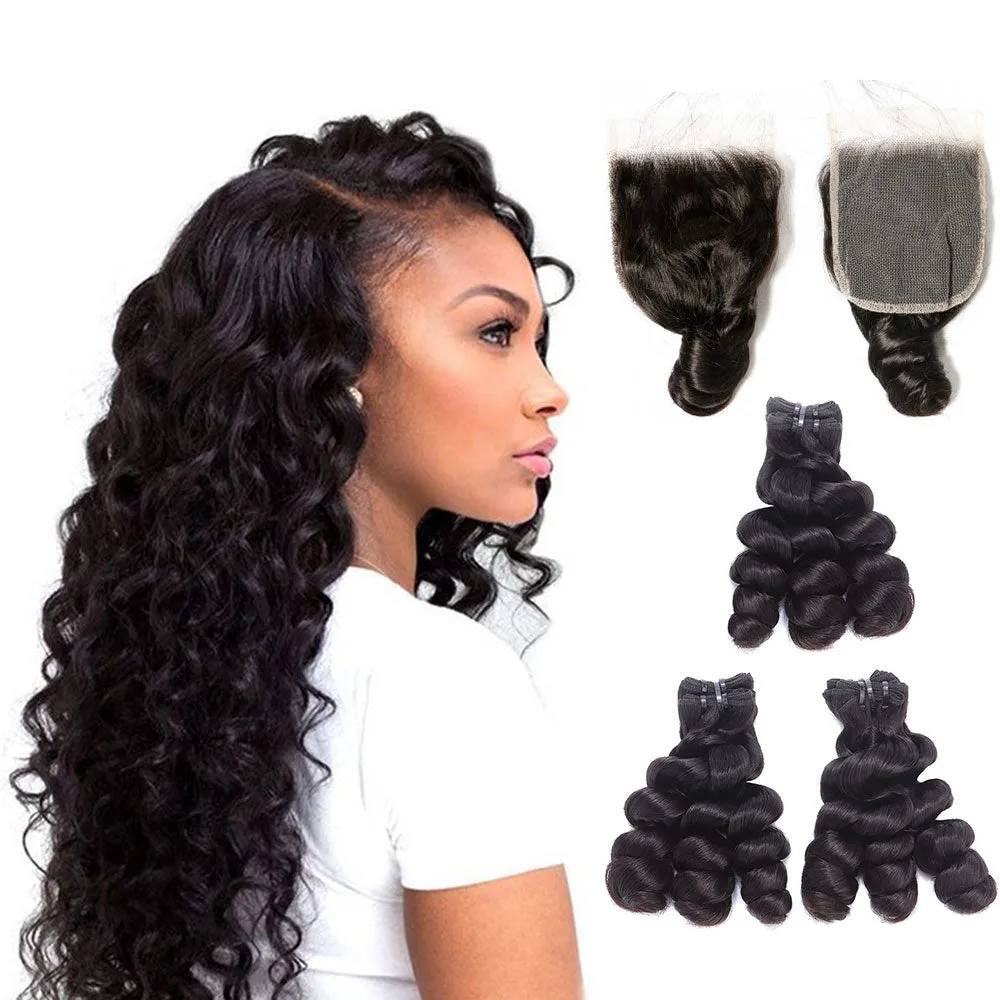 6x6 Closure with 3 Bundles 100% Unprocessed Loose Wave Virgin Human Hair