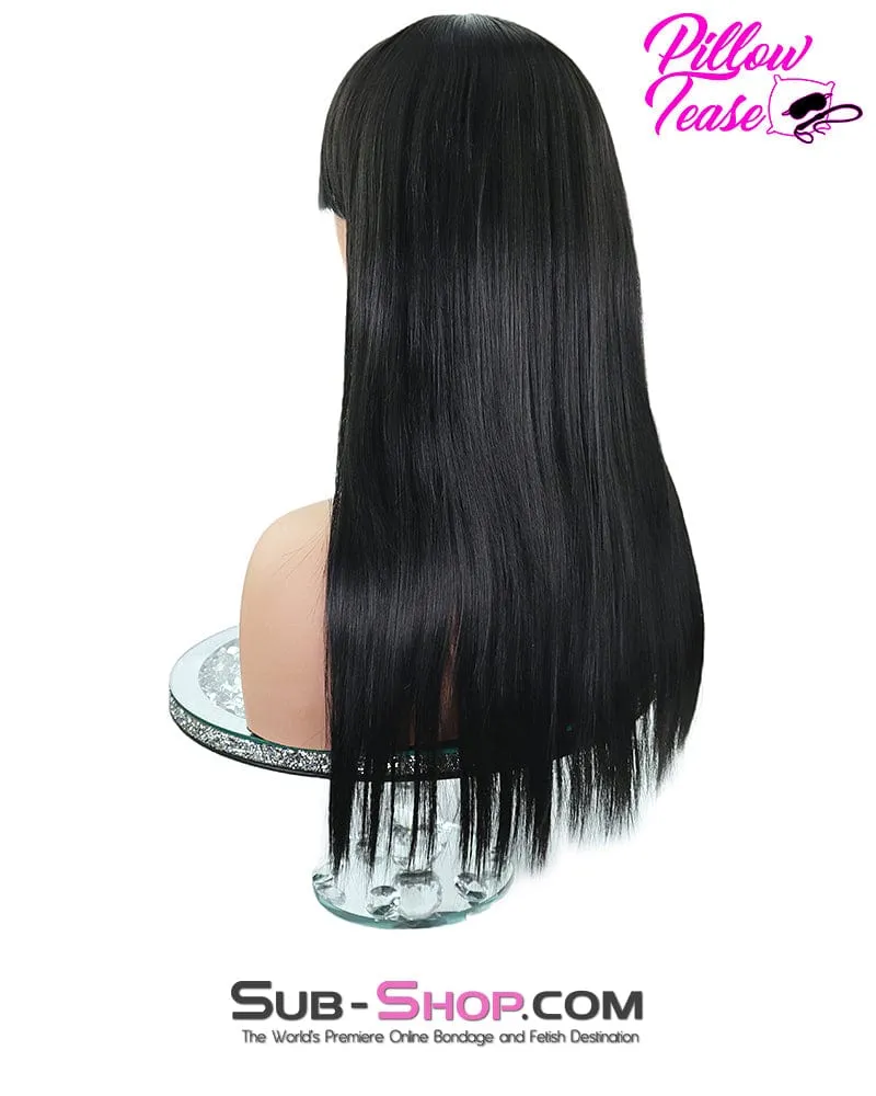 9959AE      21" Long Straight Black Roleplay Sex Wig