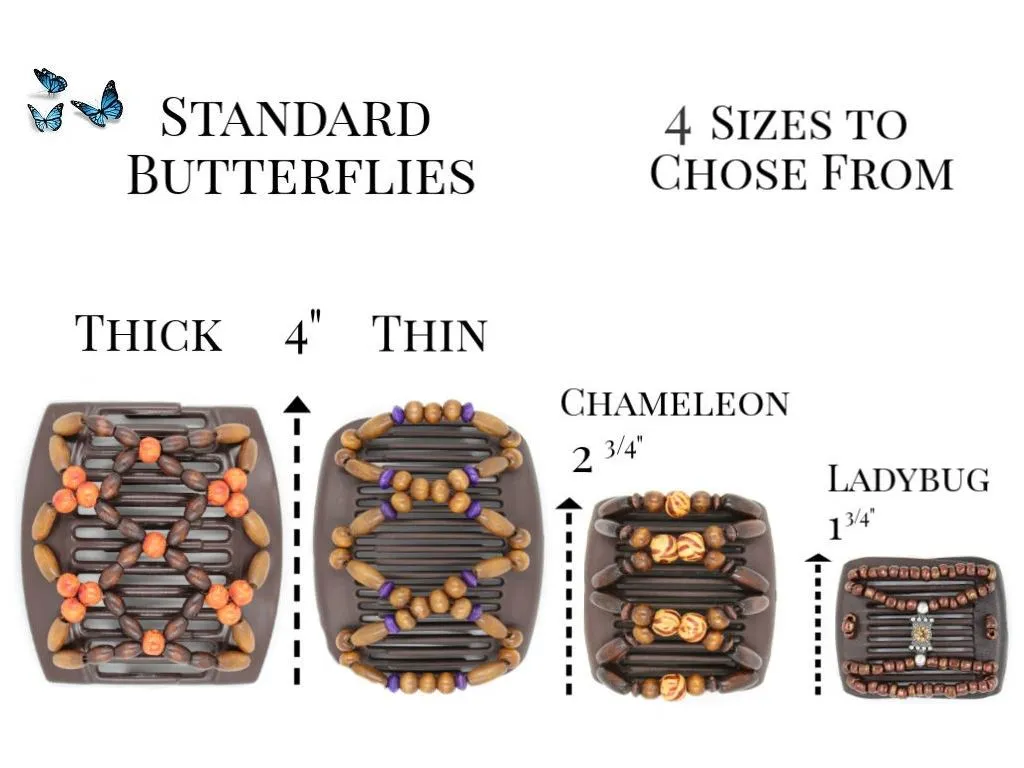 African Butterfly Thick Hair Comb - Dalena Black 122