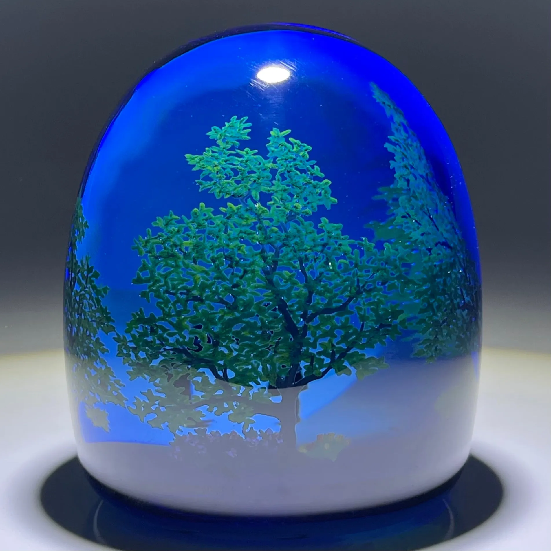 Alison Ruzsa Midnight Kiss on the Hand Painted Enamels in Clear with Faceted Transparent Blue Overlay