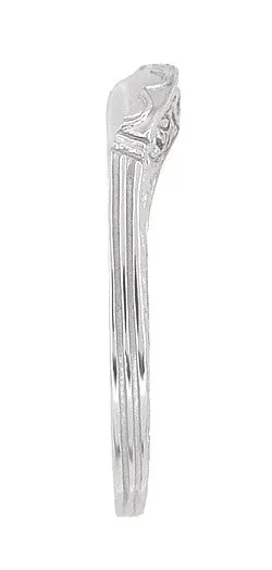 Art Deco Flowers, Wheat & Scrolls Hugger Wedding Band in Platinum