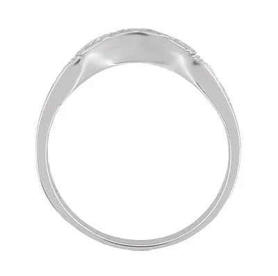 Art Deco Flowers, Wheat & Scrolls Hugger Wedding Band in Platinum
