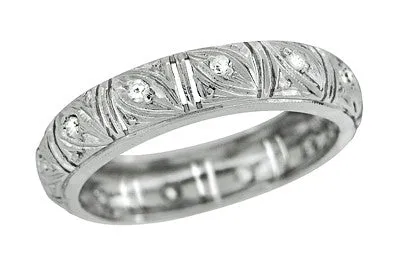 Art Deco Hamden Vintage Diamond Wedding Band in Platinum - Size 6
