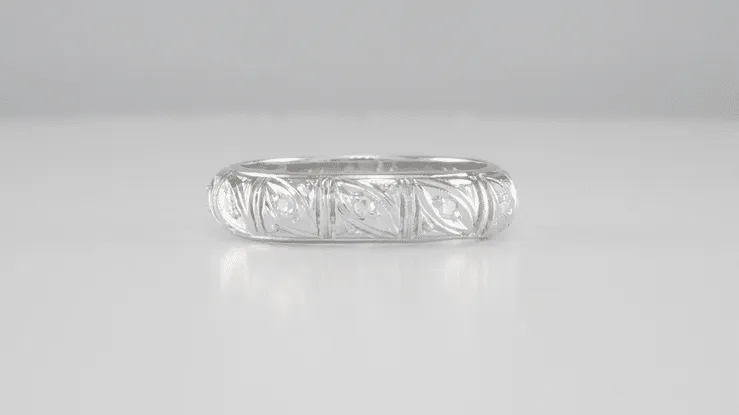 Art Deco Hamden Vintage Diamond Wedding Band in Platinum - Size 6