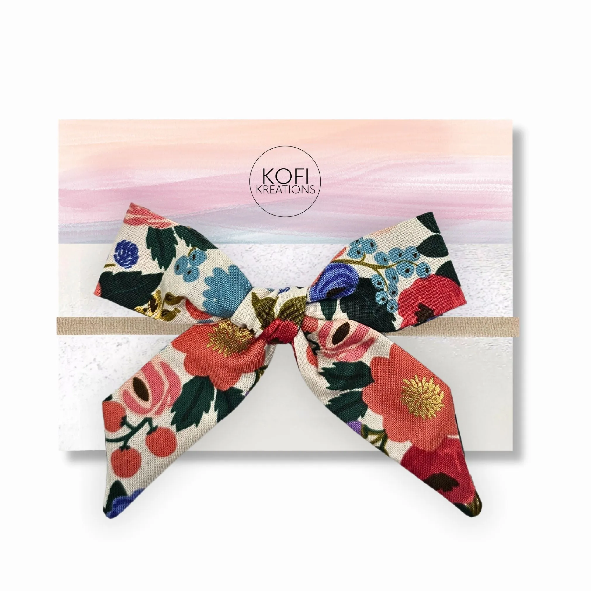 Audrey - Floral Fantasy Hand-Tied Hair Bow