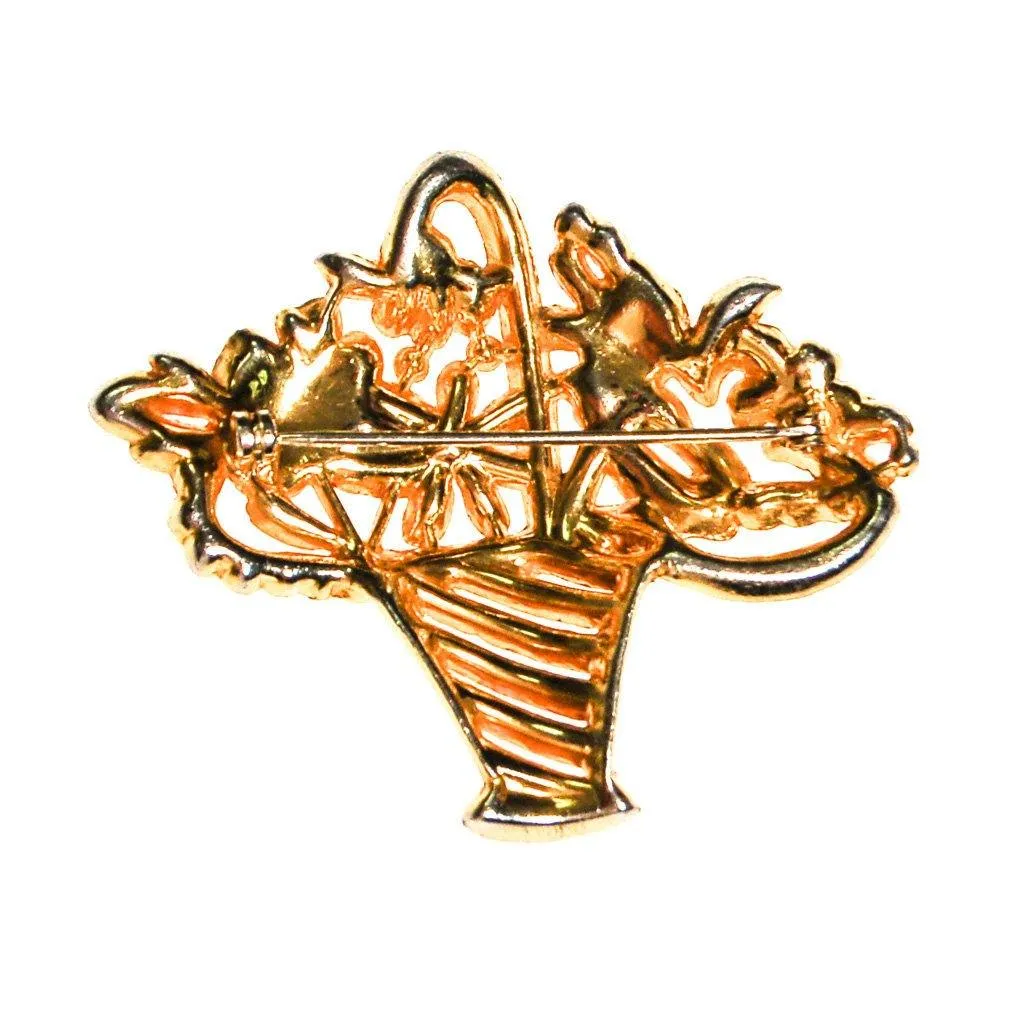 Basket of Flowers Rhinestone Brooch