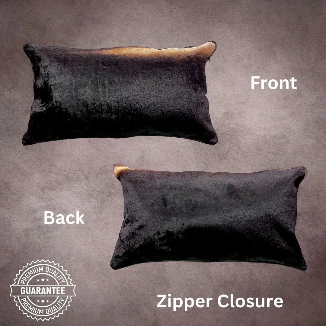 Black Cowhide Pillow Cover---PL098