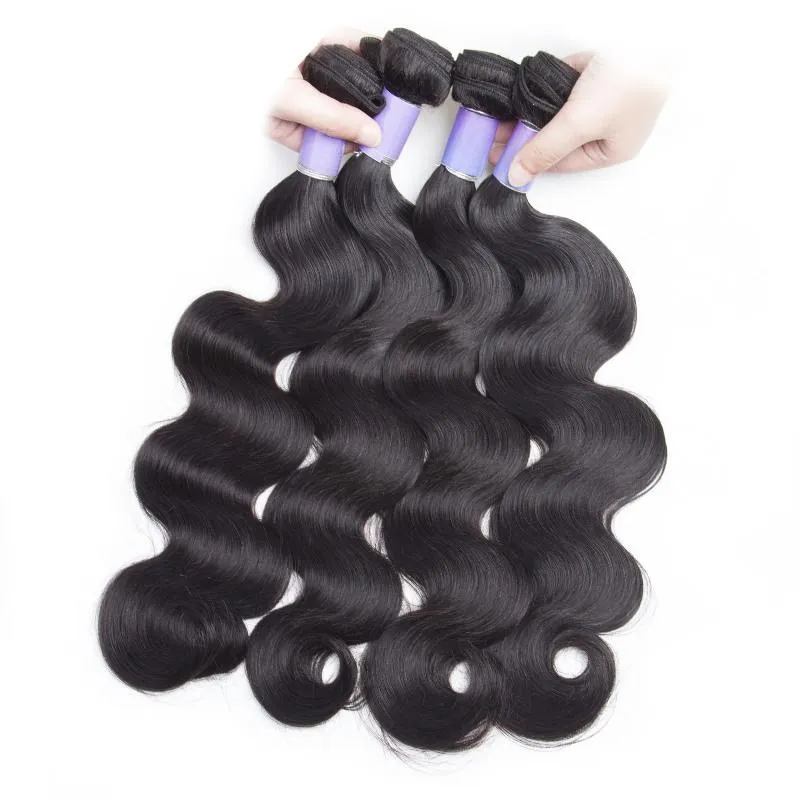 Body Wave 4 Bundles With 2x6 Lace Closure 100% Unprocessed Virgin Human Hair