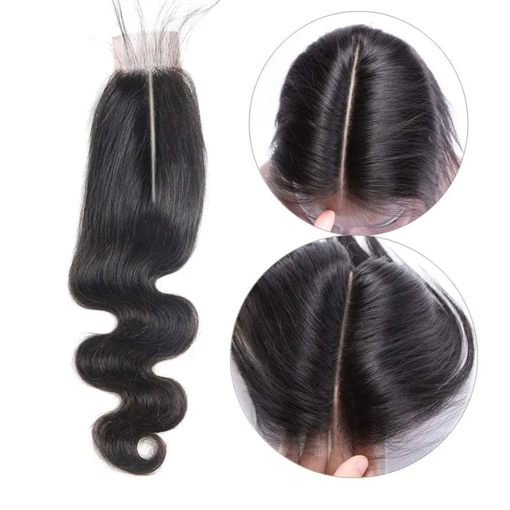 Body Wave 4 Bundles With 2x6 Lace Closure 100% Unprocessed Virgin Human Hair