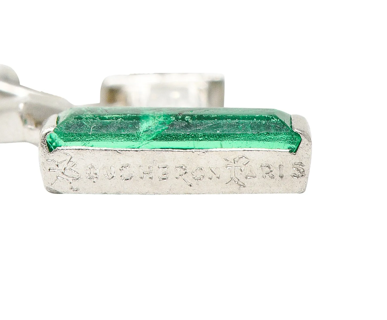 Boucheron Paris Art Deco Diamond Emerald Platinum Lighthouse Charm