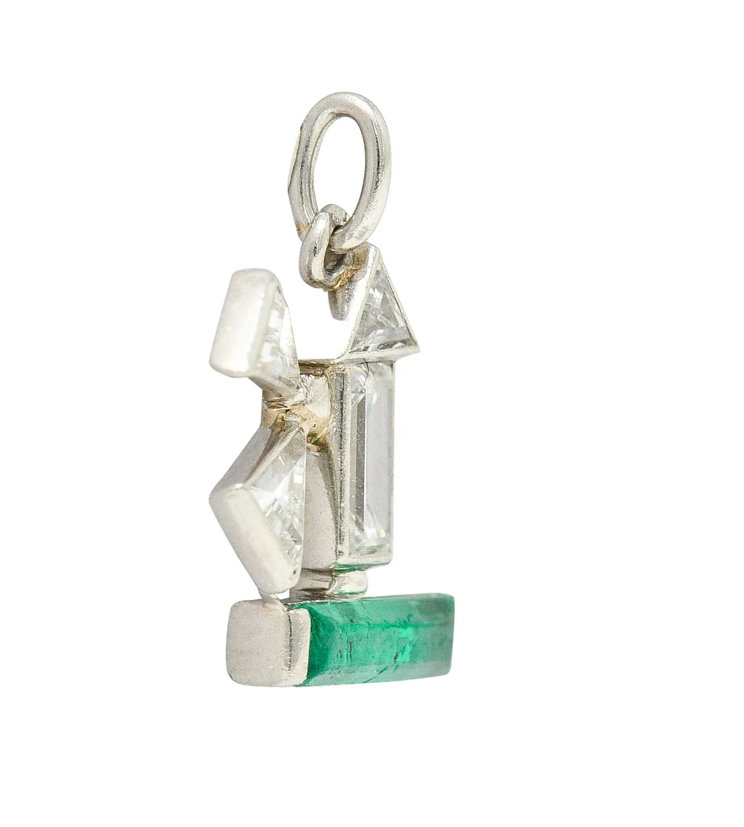 Boucheron Paris Art Deco Diamond Emerald Platinum Lighthouse Charm