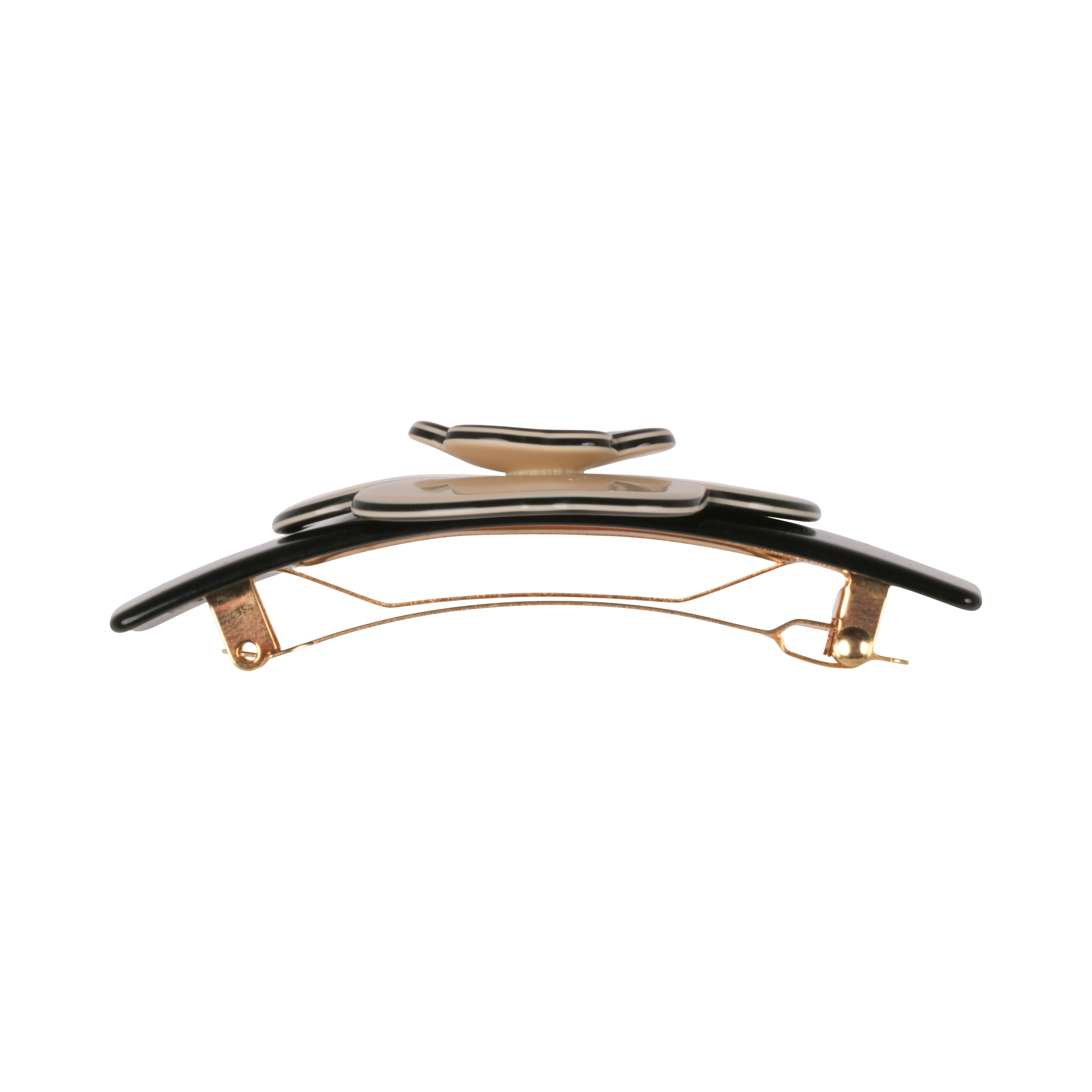 Camellia Medium Ivory Black Hair Clip