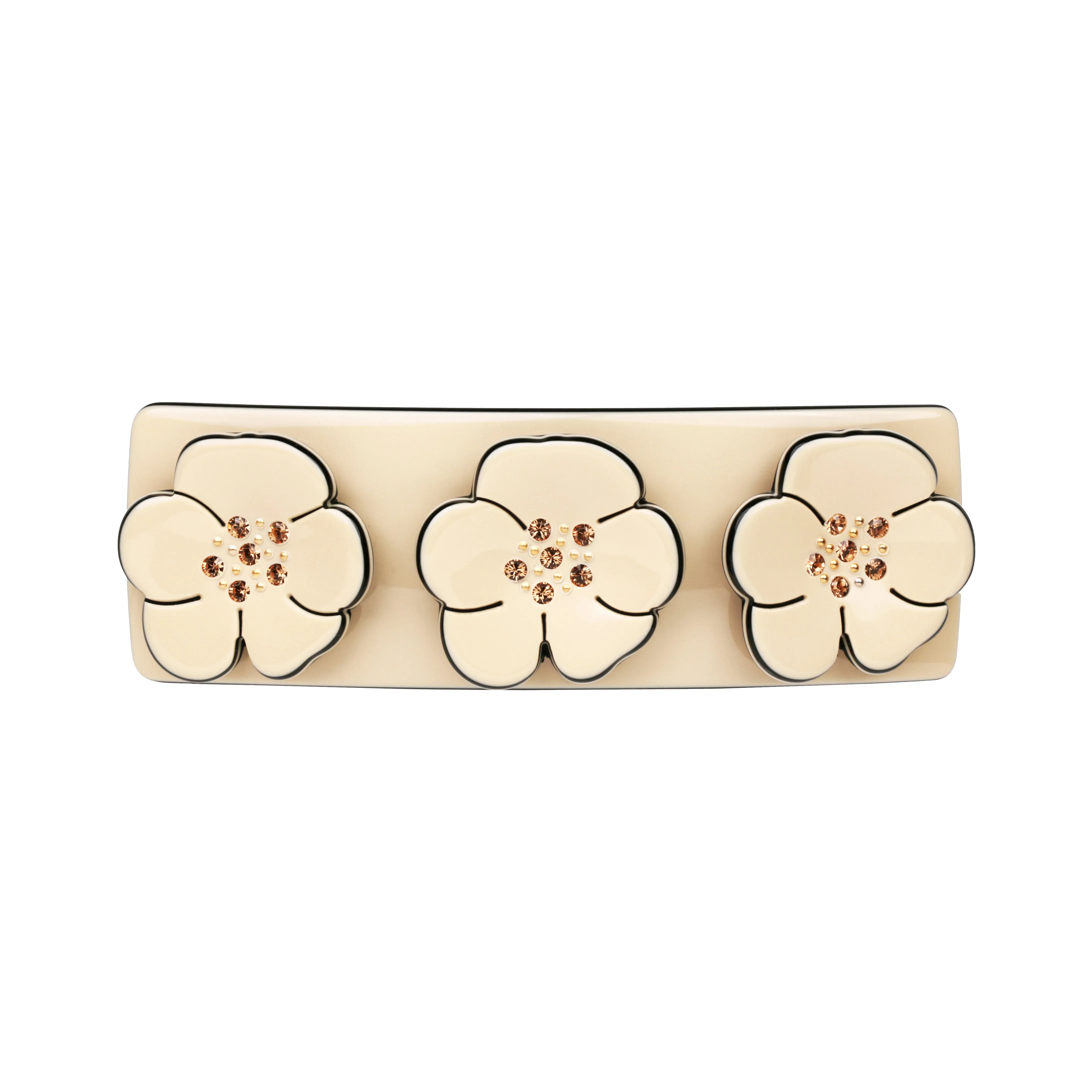 Camellia Triple Crystal Ivory Hair Clip