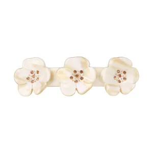 Camellia Triple Crystal White Alba Hair Clip