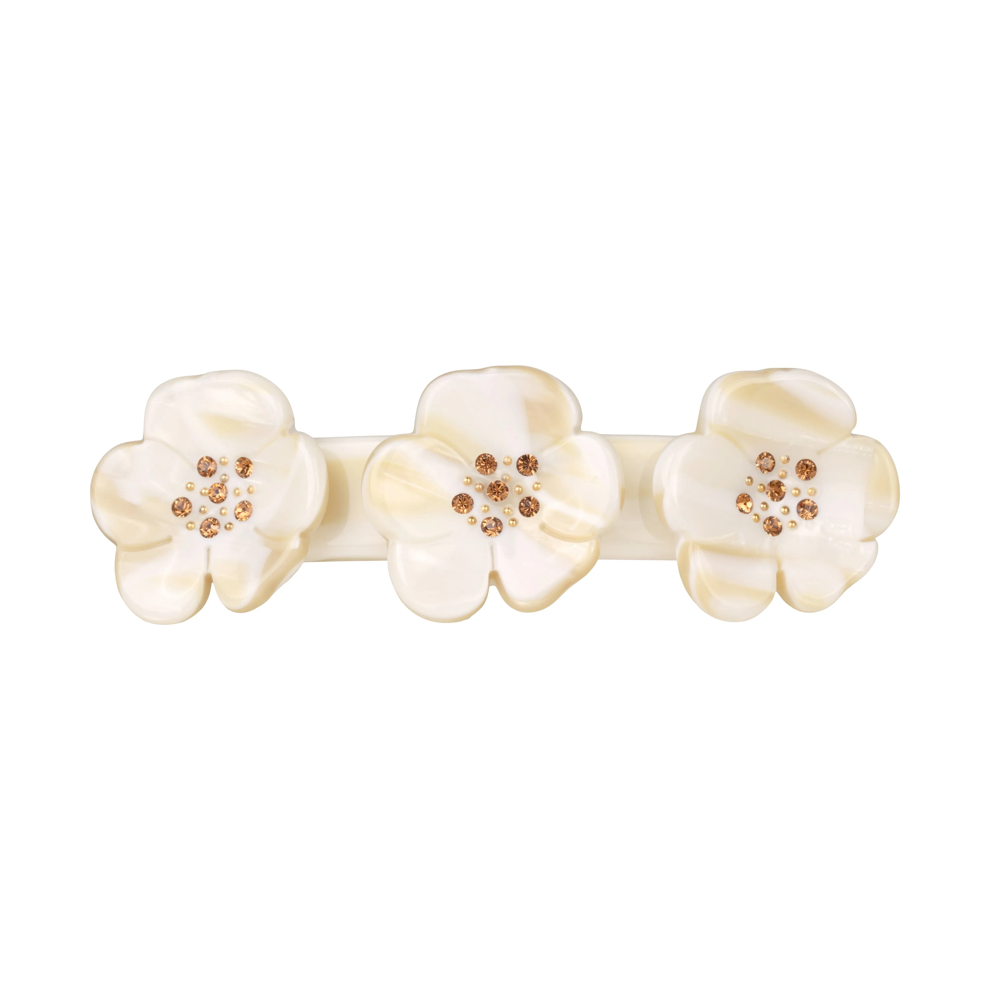 Camellia Triple Crystal White Alba Hair Clip