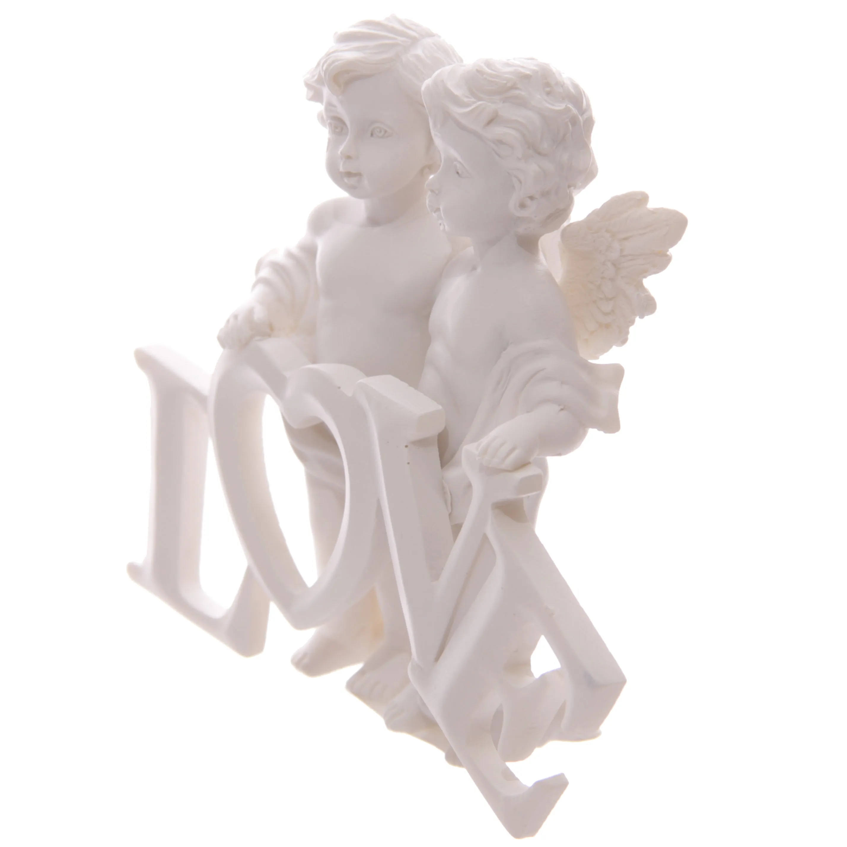 Cherubs Pair Holding LOVE Letters