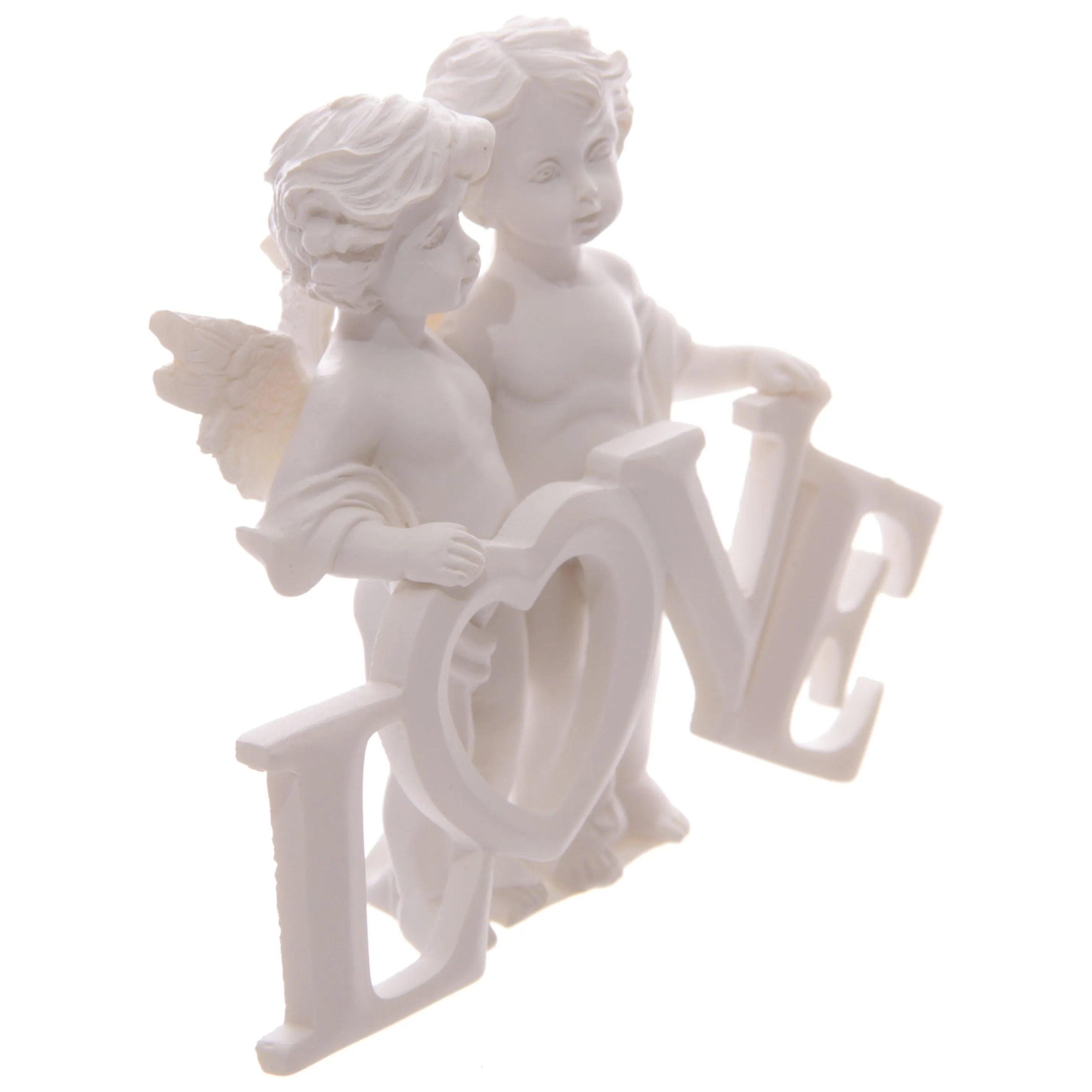 Cherubs Pair Holding LOVE Letters