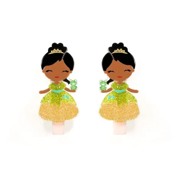 Cute Doll Glitter Green Dress Alligator Clips