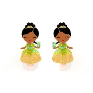Cute Doll Glitter Green Dress Alligator Clips