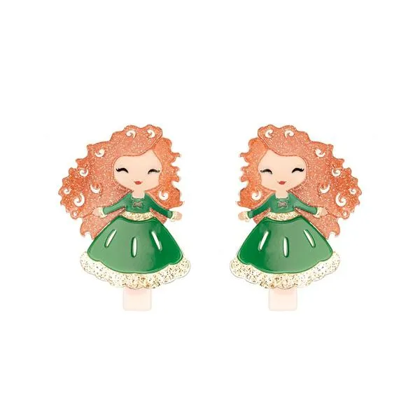 Cute Doll Green Dress Hair Clips (Pair)