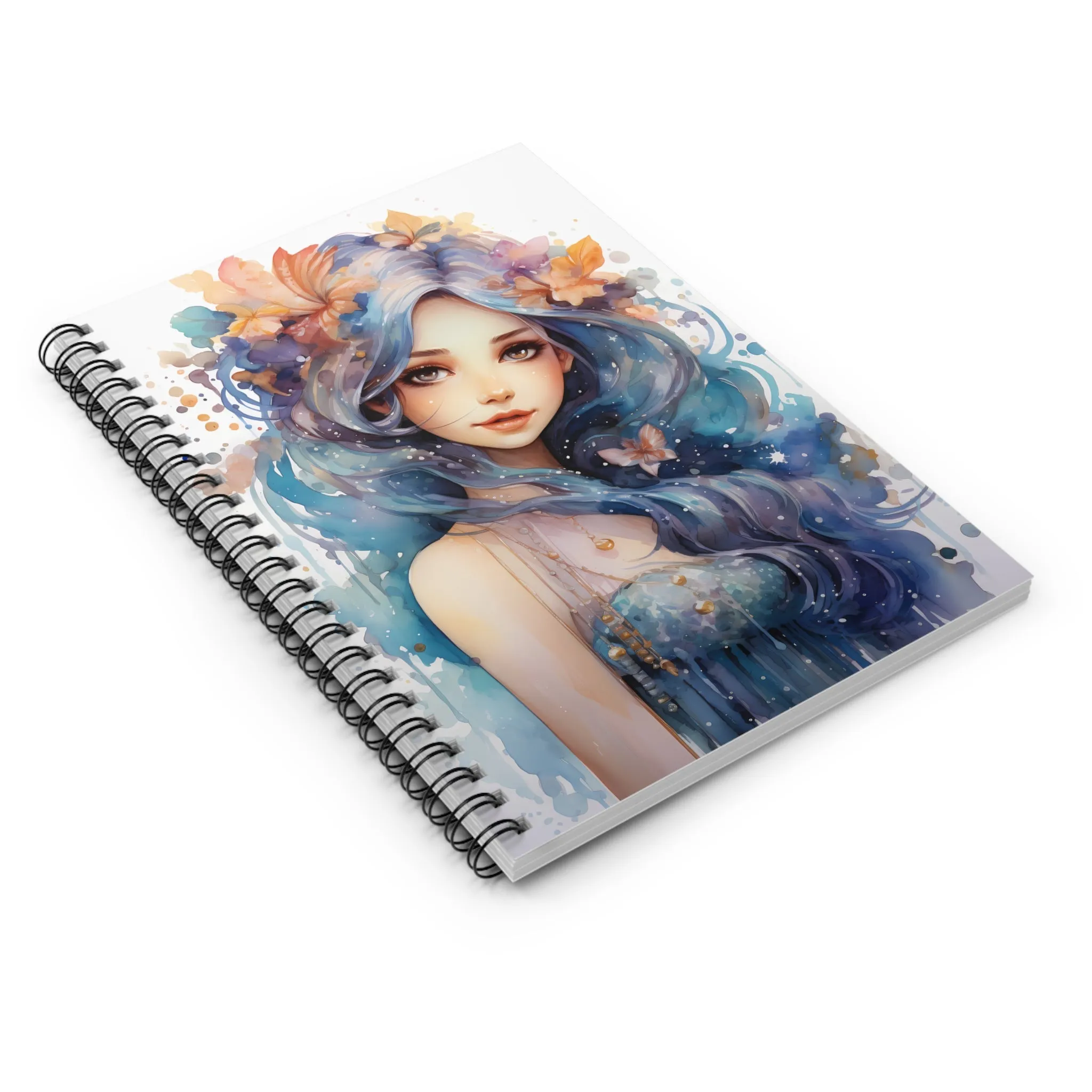 Cute Fantasy Flower Fairy Spiral Ruled Lined Notebook, Soft Cover #3