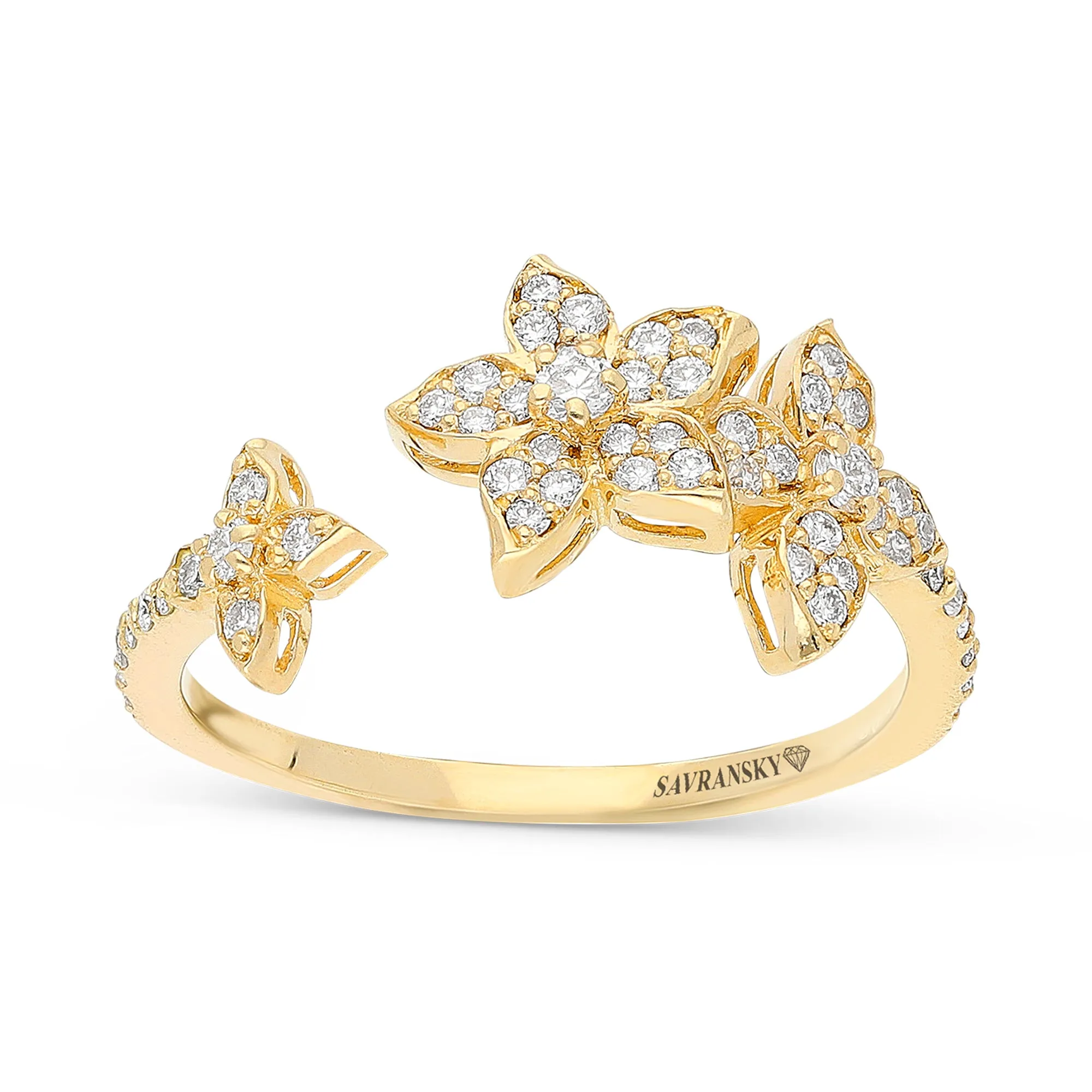 Dainty Triple Flower Shaped Ring