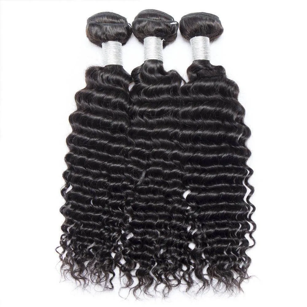 Deep Curly 3 Bundles and 2x6 Closure 100% Unprocessed Virgin Human Hair