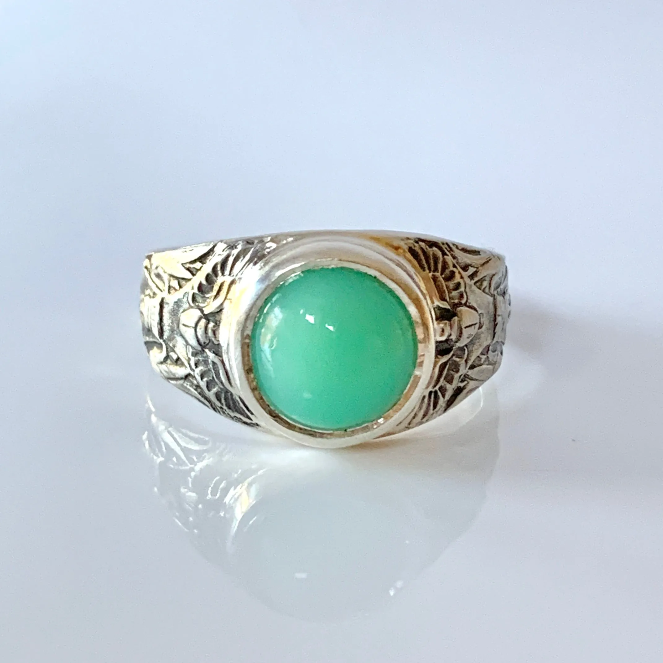 Egyptian Pharaoh Ring with Chrysoprase