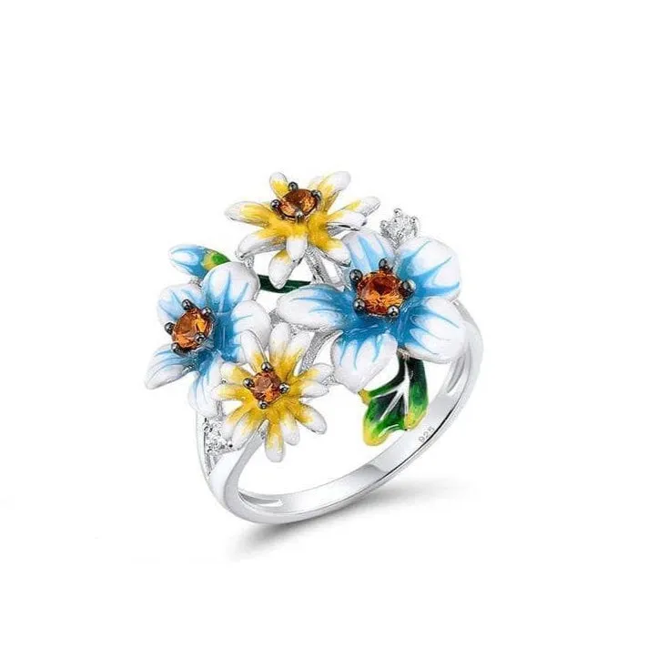 Elegant Blooming Flowers with Created Diamond Ring