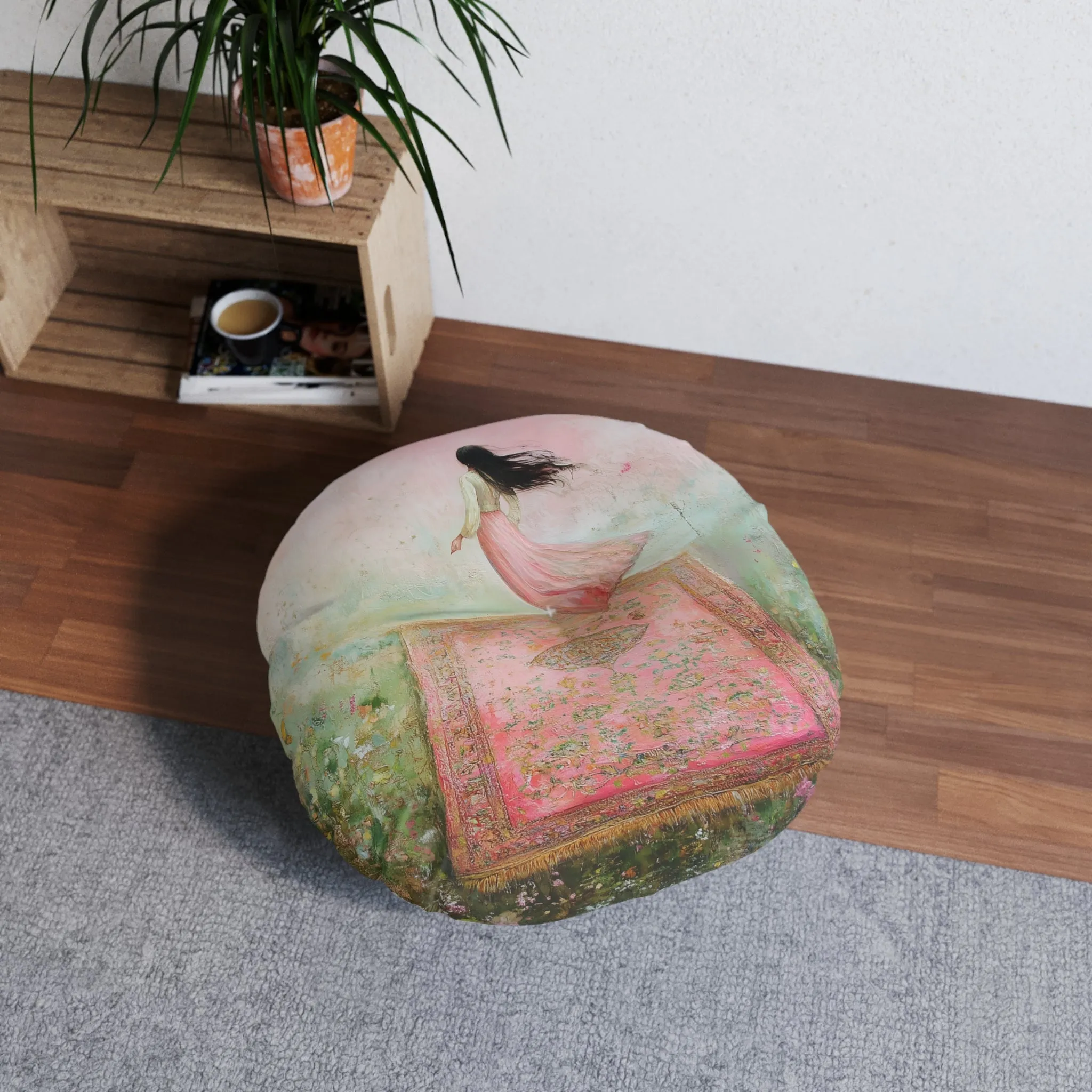 Enchanted Flight on a Magic Carpet Floor Pillow