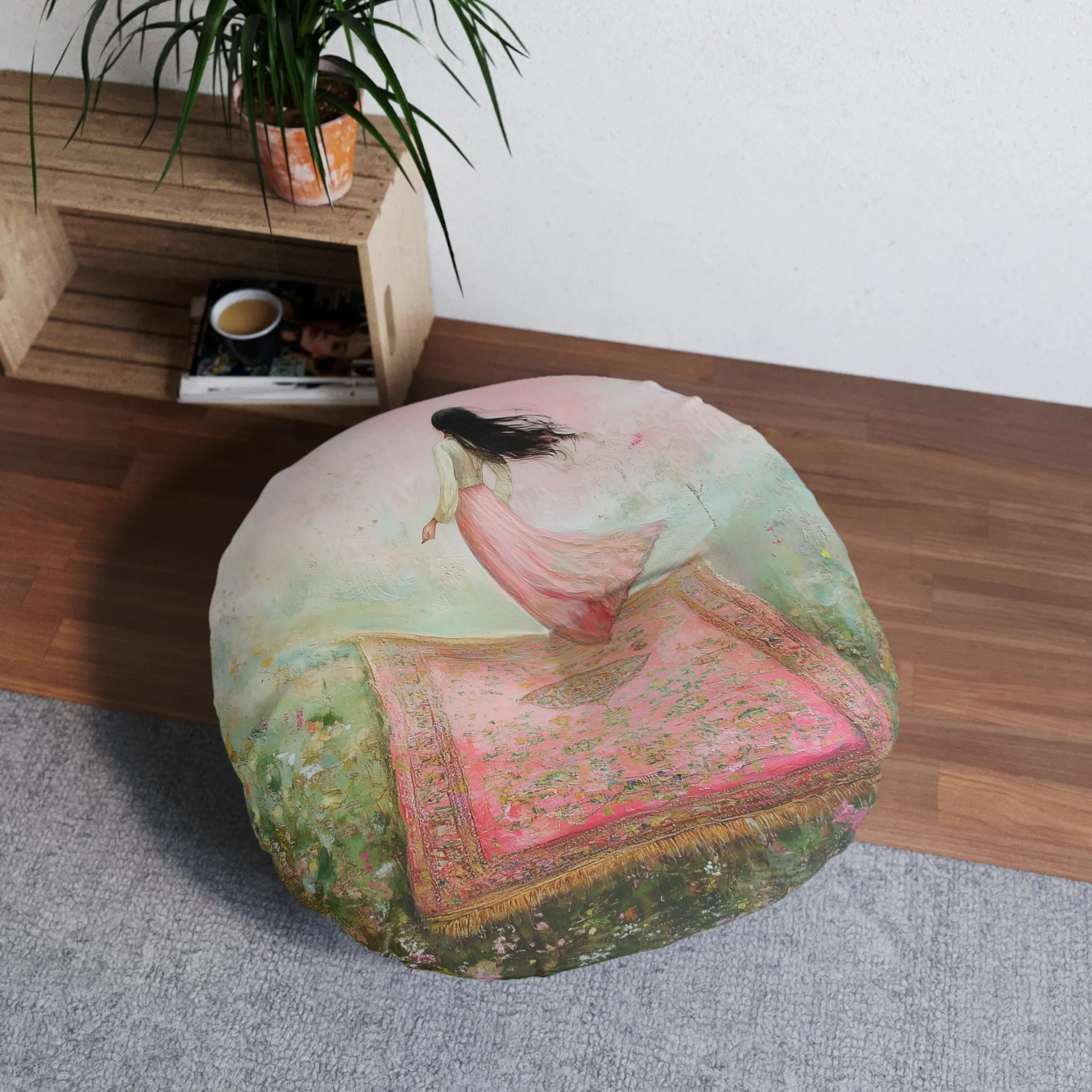 Enchanted Flight on a Magic Carpet Floor Pillow