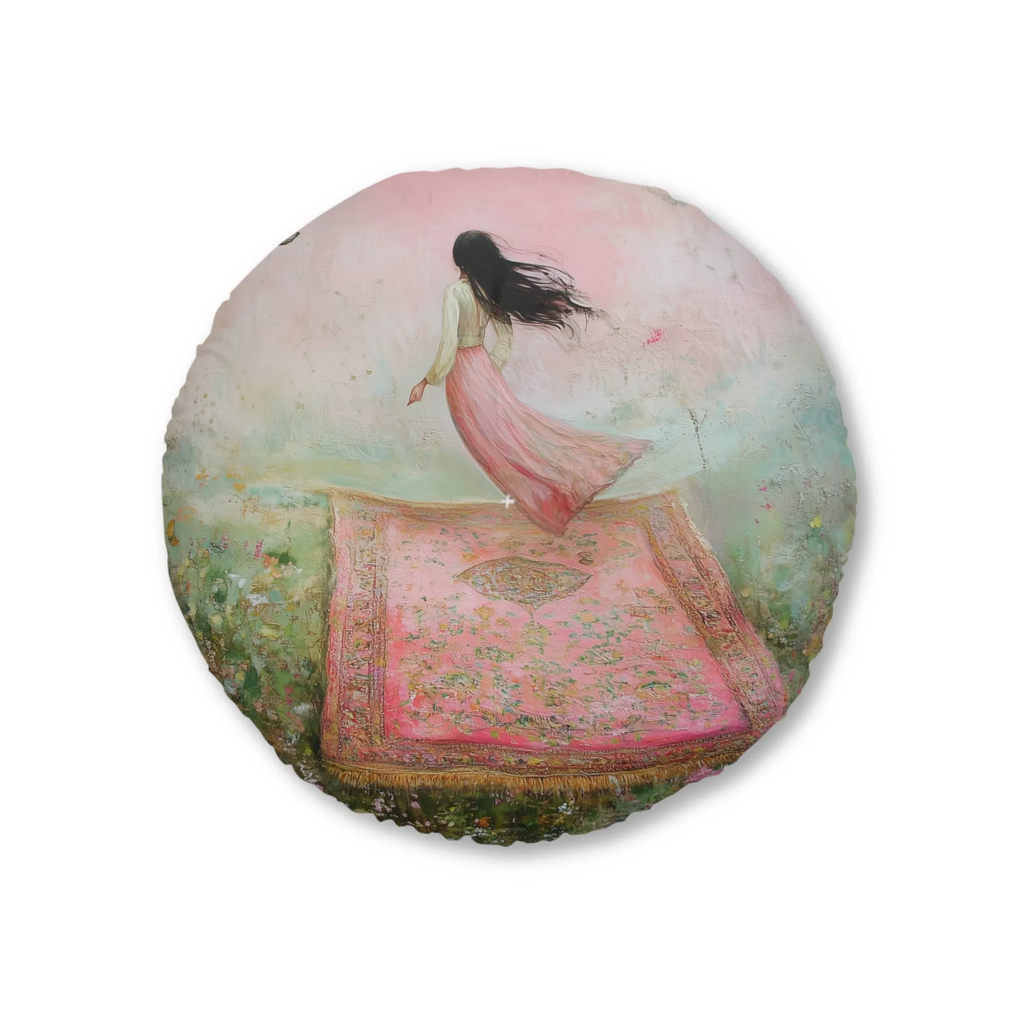 Enchanted Flight on a Magic Carpet Floor Pillow