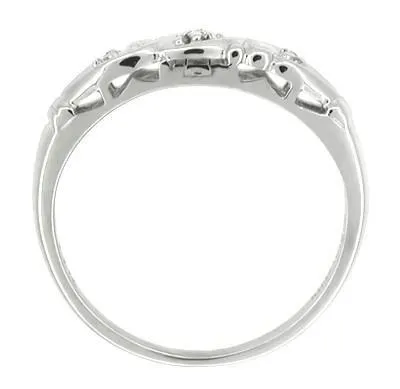 Estate Art Deco Diamond Filigree Wedding Ring in 14 Karat White Gold