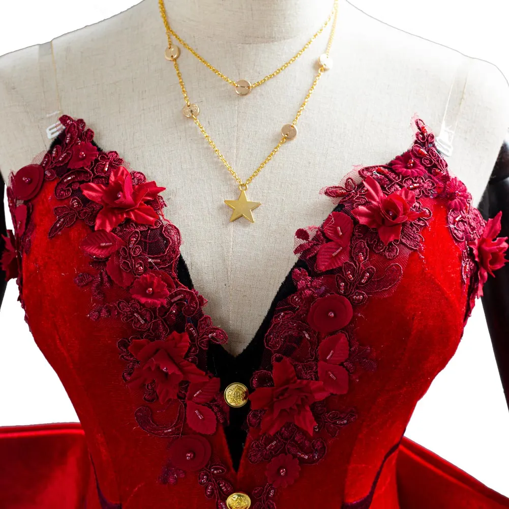 Final Fantasy VII Remake Aerith Gainsborough Red Gown Dress Cosplay Costume Outfits
