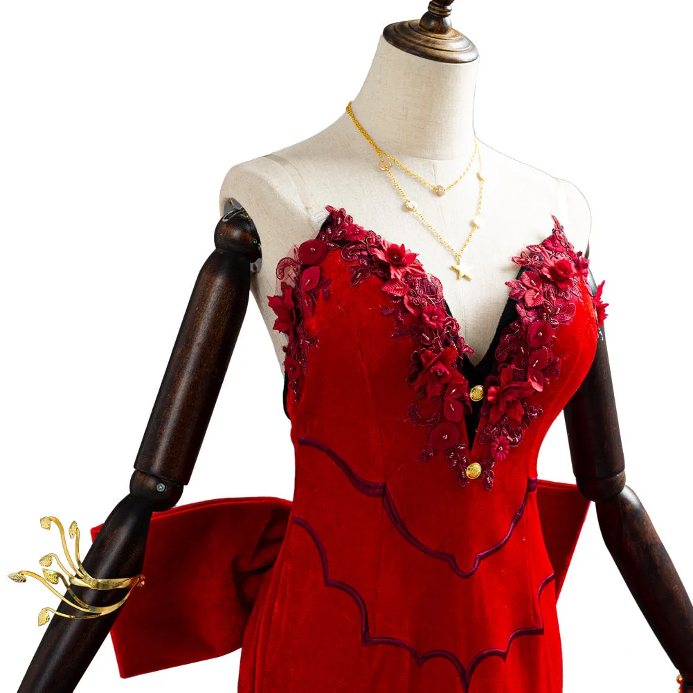 Final Fantasy VII Remake Aerith Gainsborough Red Gown Dress Cosplay Costume Outfits