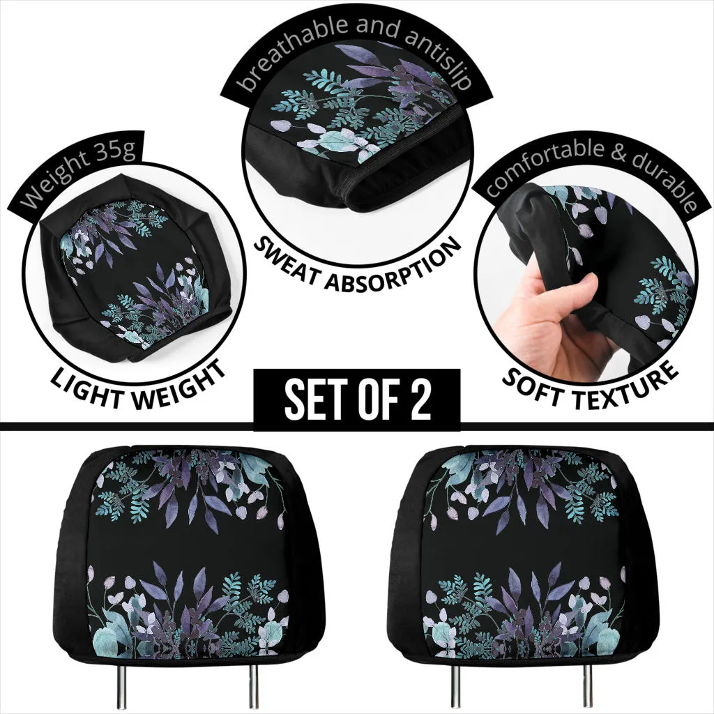 Floral Blue and Purple Headrest Covers