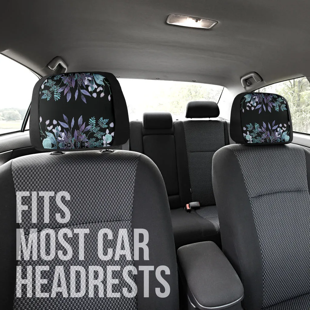Floral Blue and Purple Headrest Covers
