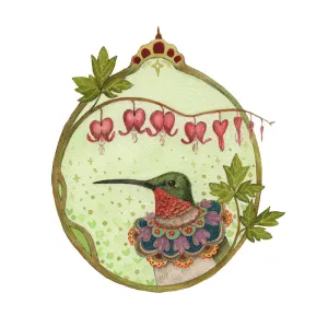 Floral Flight Crew: Hummingbird of Bleeding Hearts 8x10 Print