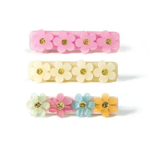 Flowers Satin Hair Clips Set of 3