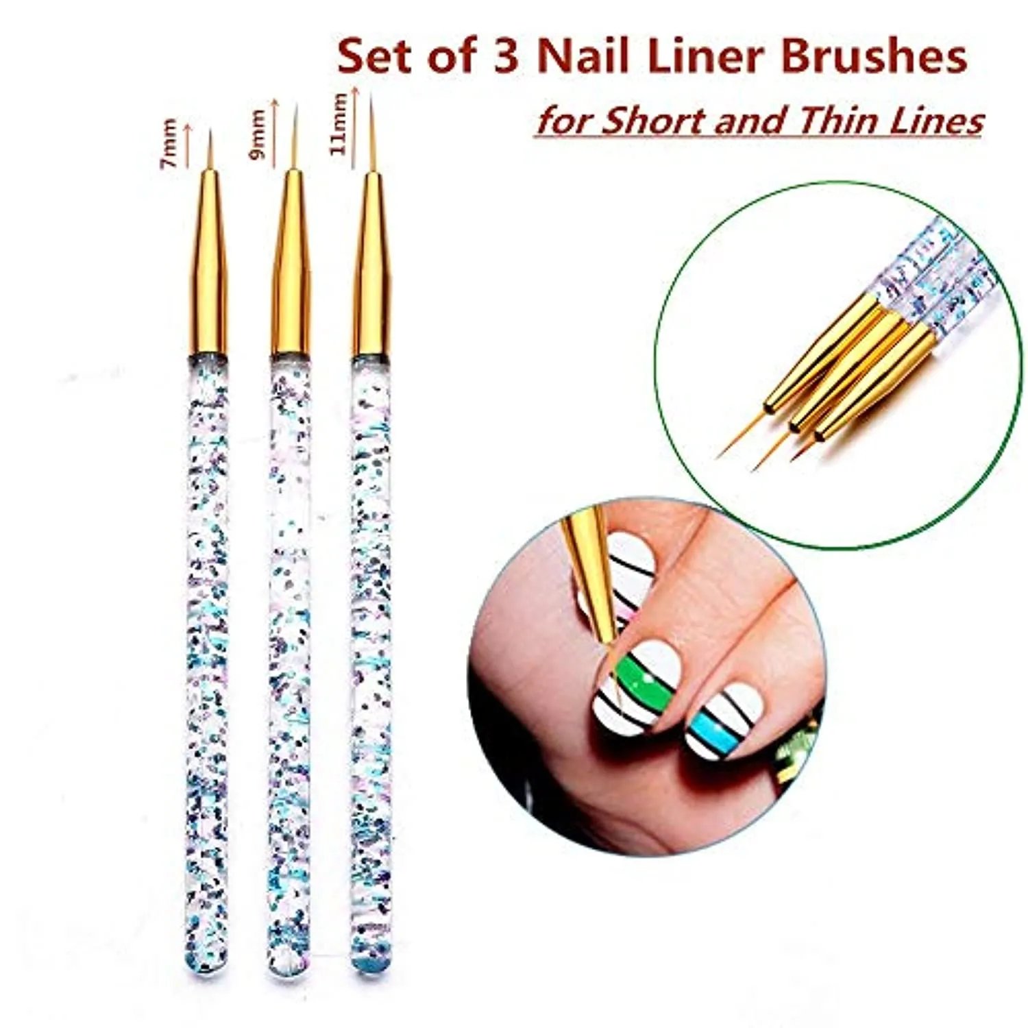 FULINJOY 11 Pcs Nail Art Brush Set, UV Gel Painting Pen Nail Flower Painting Brush Gel Gradient Nail Painting Design Pen, Nail Liner Brushes